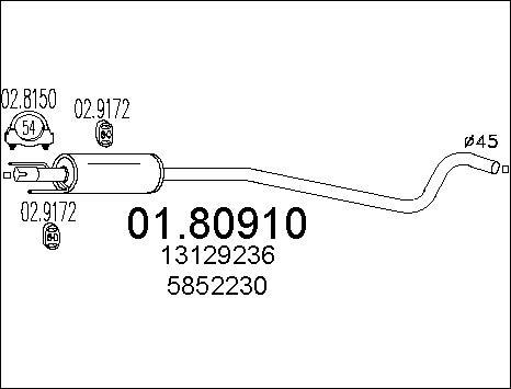 MTS 01.80910 - Vidējais izpl. gāzu trokšņa slāpētājs autodraugiem.lv