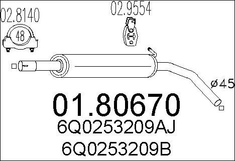 MTS 01.80670 - Vidējais izpl. gāzu trokšņa slāpētājs autodraugiem.lv