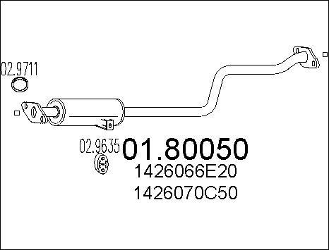 MTS 01.80050 - Vidējais izpl. gāzu trokšņa slāpētājs autodraugiem.lv