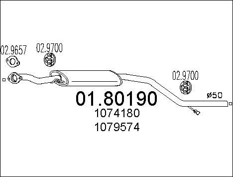 MTS 01.80190 - Vidējais izpl. gāzu trokšņa slāpētājs autodraugiem.lv
