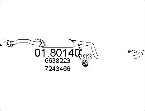 MTS 01.80140 - Vidējais izpl. gāzu trokšņa slāpētājs autodraugiem.lv