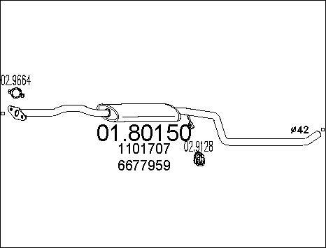 MTS 01.80150 - Vidējais izpl. gāzu trokšņa slāpētājs autodraugiem.lv