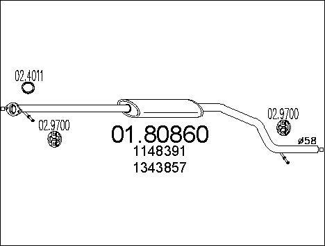 MTS 01.80860 - Vidējais izpl. gāzu trokšņa slāpētājs autodraugiem.lv