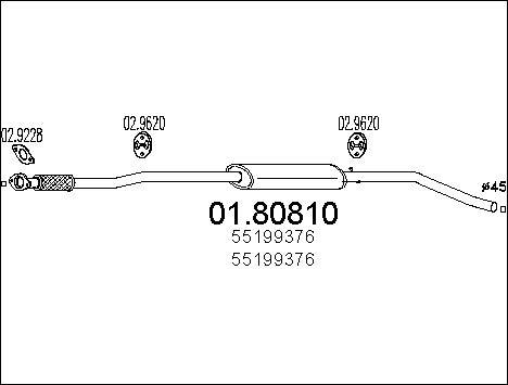 MTS 01.80810 - Vidējais izpl. gāzu trokšņa slāpētājs autodraugiem.lv