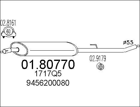 MTS 01.80770 - Vidējais izpl. gāzu trokšņa slāpētājs autodraugiem.lv