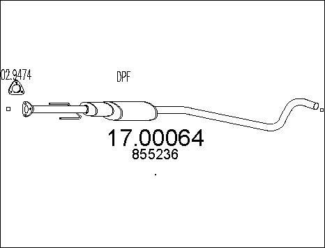 MTS 17.00064 - Nosēdumu / Daļiņu filtrs, Izplūdes gāzu sistēma autodraugiem.lv