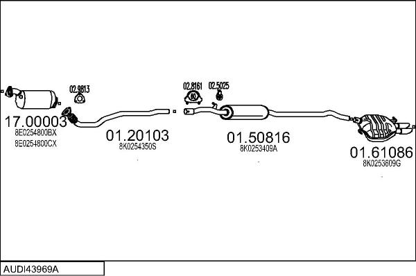 MTS AUDI43969A026848 - Izplūdes gāzu sistēma autodraugiem.lv