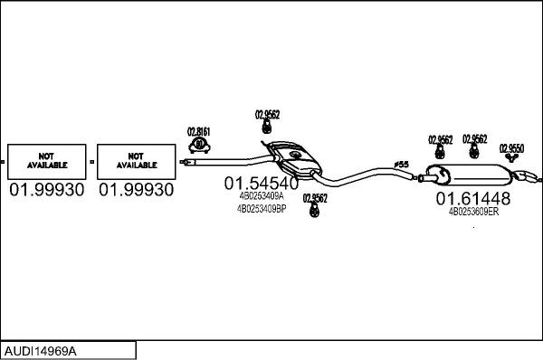 MTS AUDI14969A016014 - Izplūdes gāzu sistēma autodraugiem.lv