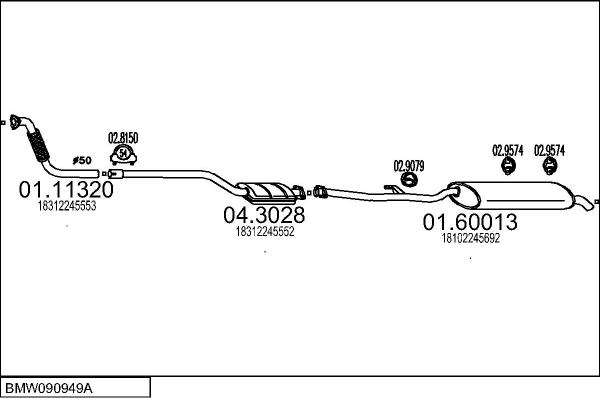 MTS BMW090949A003824 - Izplūdes gāzu sistēma autodraugiem.lv