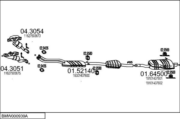 MTS BMW000939A008964 - Izplūdes gāzu sistēma autodraugiem.lv