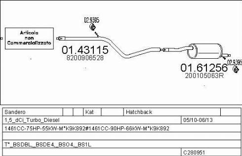 MTS C280951029305 - Izplūdes gāzu sistēma autodraugiem.lv