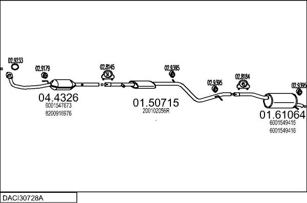 MTS DACI30728A031129 - Izplūdes gāzu sistēma autodraugiem.lv