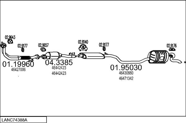 MTS LANC74388A007808 - Izplūdes gāzu sistēma autodraugiem.lv
