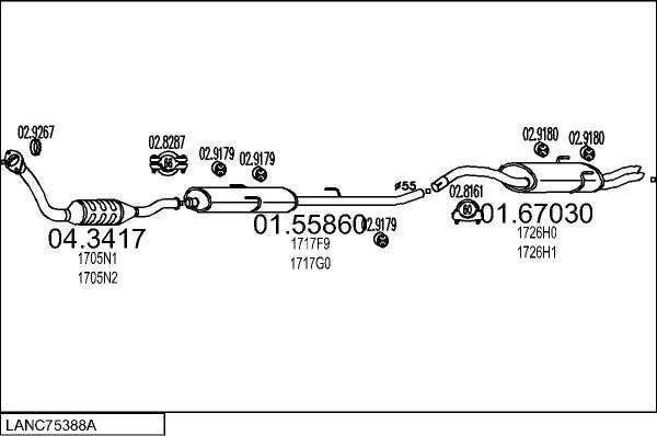 MTS LANC75388A005734 - Izplūdes gāzu sistēma autodraugiem.lv