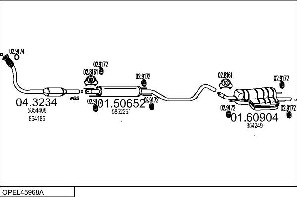 MTS OPEL45968A132778 - Izplūdes gāzu sistēma autodraugiem.lv