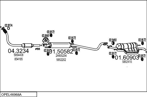 MTS OPEL46968A132778 - Izplūdes gāzu sistēma autodraugiem.lv