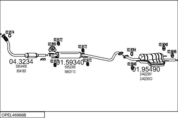 MTS OPEL46968B132778 - Izplūdes gāzu sistēma autodraugiem.lv