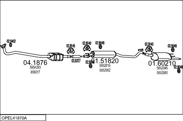 MTS OPEL41870A016181 - Izplūdes gāzu sistēma autodraugiem.lv