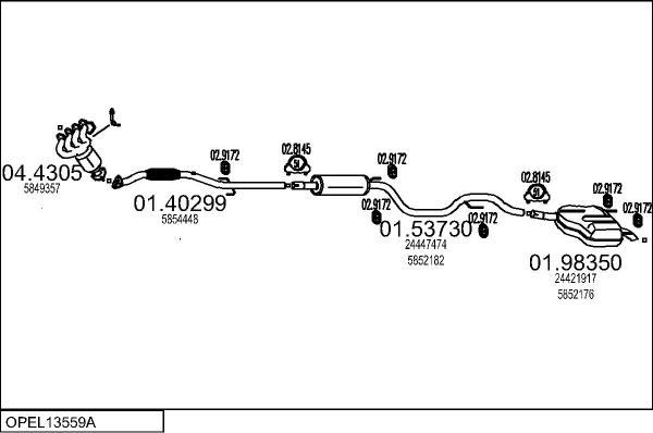 MTS OPEL13559A019268 - Izplūdes gāzu sistēma autodraugiem.lv
