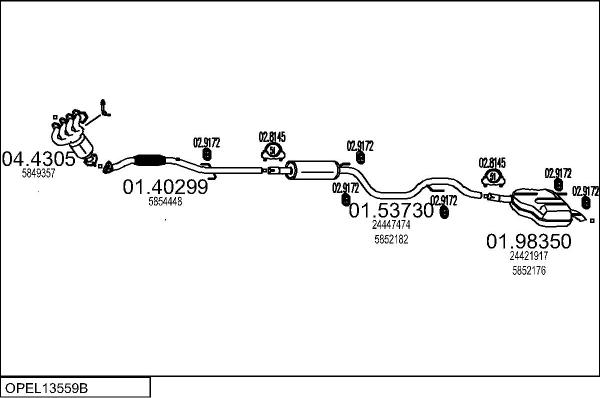 MTS OPEL13559B019268 - Izplūdes gāzu sistēma autodraugiem.lv