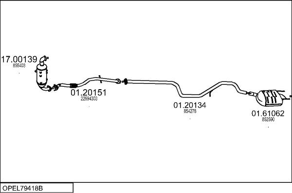 MTS OPEL79418B024303 - Izplūdes gāzu sistēma autodraugiem.lv