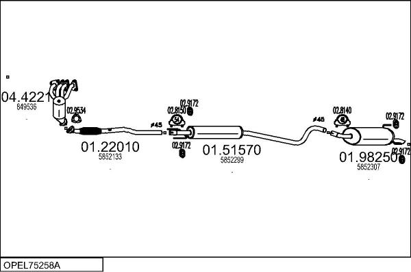 MTS OPEL75258A009948 - Izplūdes gāzu sistēma autodraugiem.lv