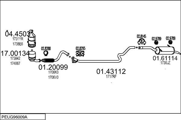 MTS PEUG96009A033871 - Izplūdes gāzu sistēma autodraugiem.lv