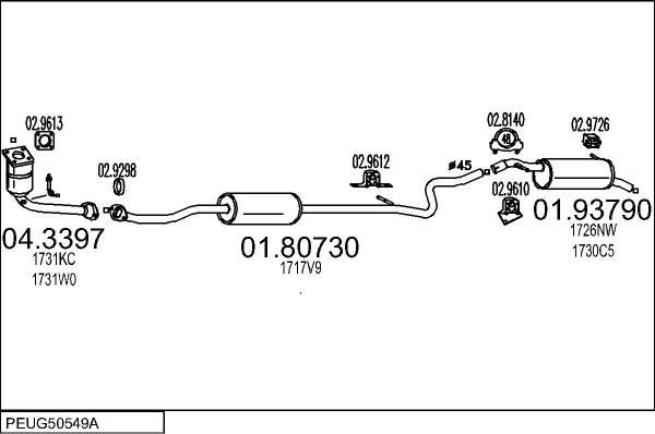 MTS PEUG50549A018432 - Izplūdes gāzu sistēma autodraugiem.lv