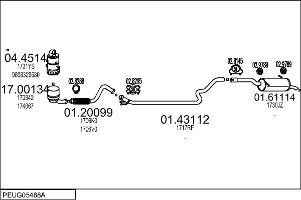 MTS PEUG05488A111989 - Izplūdes gāzu sistēma autodraugiem.lv