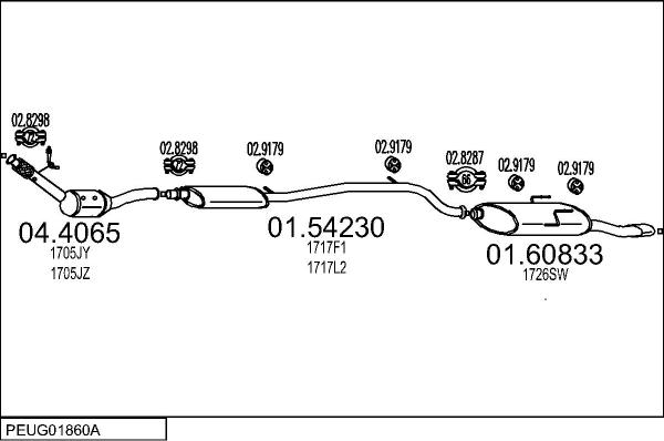 MTS PEUG01860A016260 - Izplūdes gāzu sistēma autodraugiem.lv