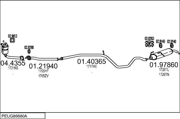 MTS PEUG86680A019879 - Izplūdes gāzu sistēma autodraugiem.lv