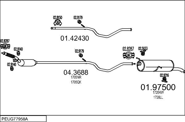 MTS PEUG77958A132607 - Izplūdes gāzu sistēma autodraugiem.lv