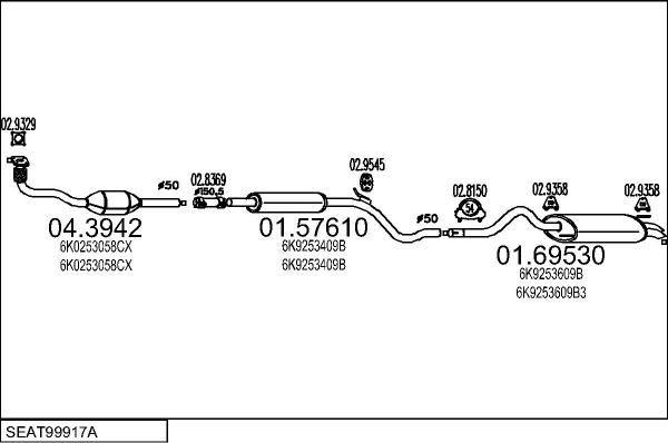 MTS SEAT99917A008377 - Izplūdes gāzu sistēma autodraugiem.lv