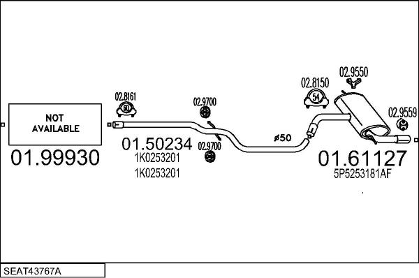 MTS SEAT43767A032745 - Izplūdes gāzu sistēma autodraugiem.lv