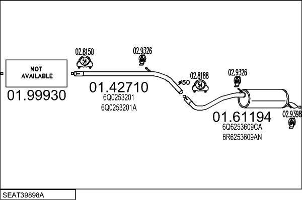 MTS SEAT39898A031600 - Izplūdes gāzu sistēma autodraugiem.lv