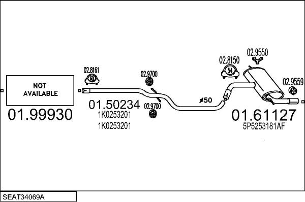 MTS SEAT34069A032745 - Izplūdes gāzu sistēma autodraugiem.lv