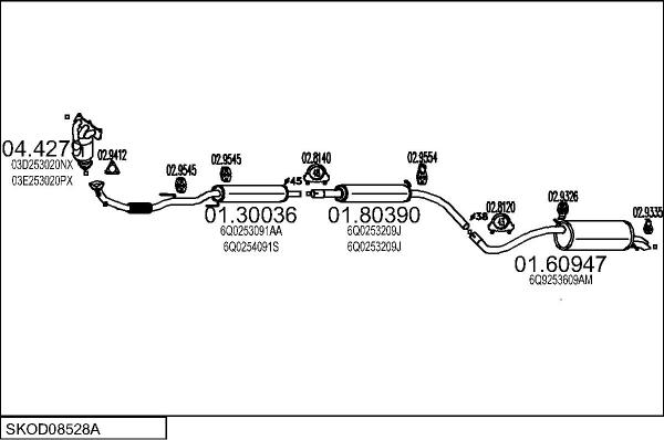 MTS SKOD08528A017396 - Izplūdes gāzu sistēma autodraugiem.lv