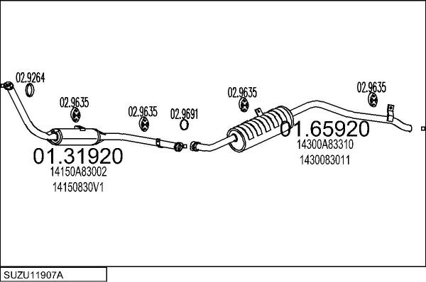 MTS SUZU11907A027133 - Izplūdes gāzu sistēma autodraugiem.lv