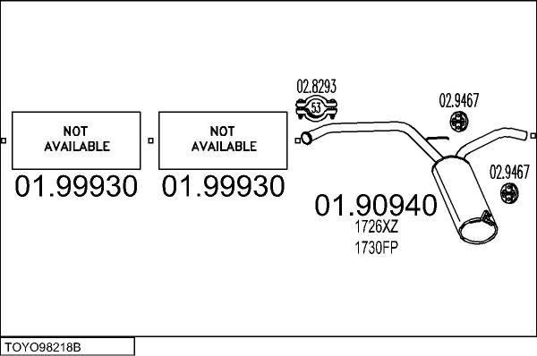 MTS TOYO98218B133419 - Izplūdes gāzu sistēma autodraugiem.lv