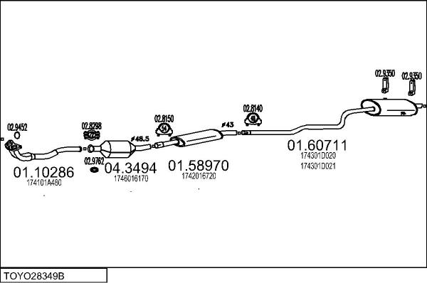 MTS TOYO28349B008334 - Izplūdes gāzu sistēma autodraugiem.lv