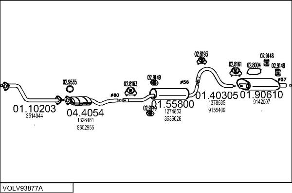 MTS VOLV93877A032859 - Izplūdes gāzu sistēma autodraugiem.lv