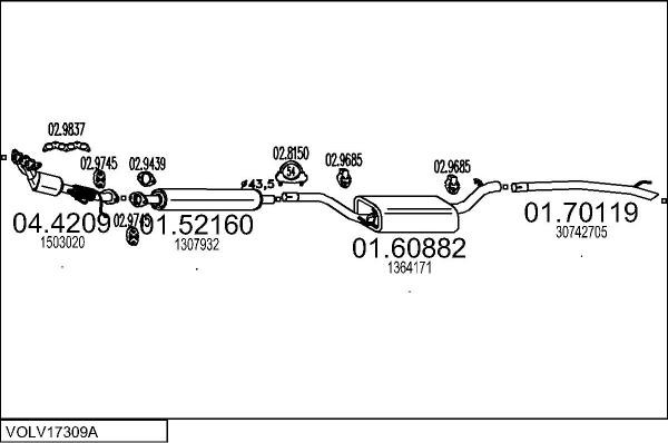 MTS VOLV17309A019808 - Izplūdes gāzu sistēma autodraugiem.lv