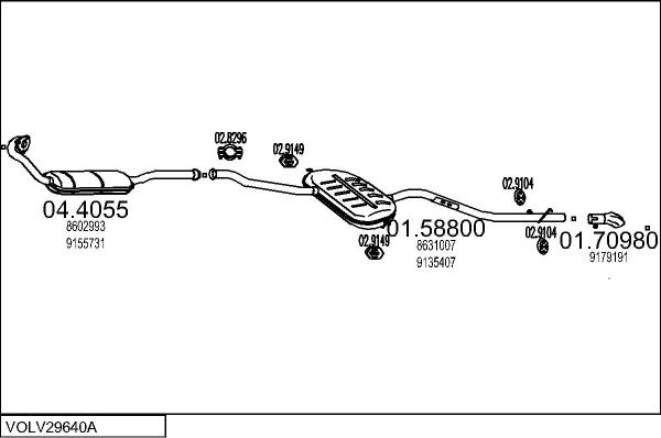 MTS VOLV29640A007255 - Izplūdes gāzu sistēma autodraugiem.lv