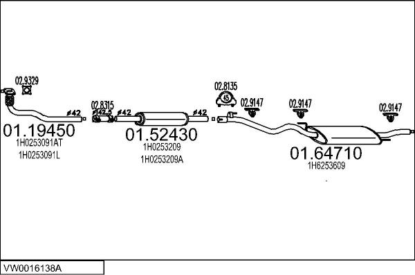 MTS VW0016138A136920 - Izplūdes gāzu sistēma autodraugiem.lv