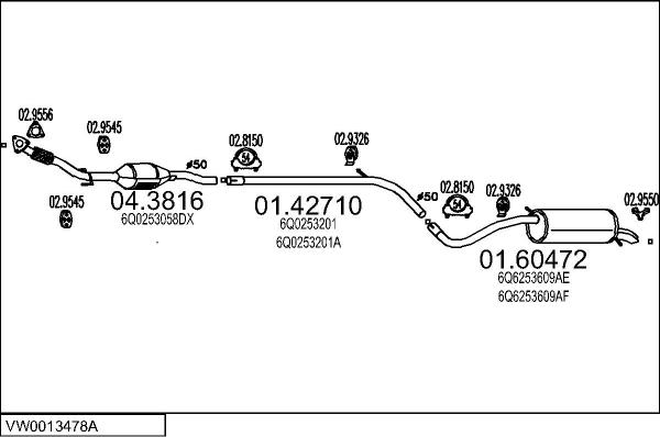 MTS VW0013478A024254 - Izplūdes gāzu sistēma autodraugiem.lv