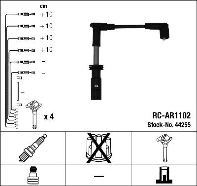 NGK 44255 - Augstsprieguma vadu komplekts autodraugiem.lv