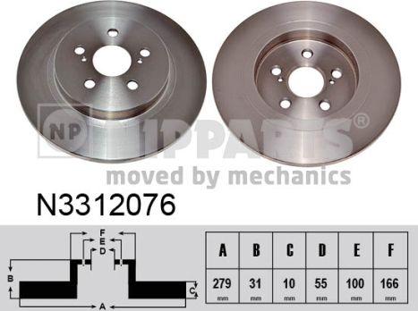 Nipparts N3312076 - Bremžu diski autodraugiem.lv