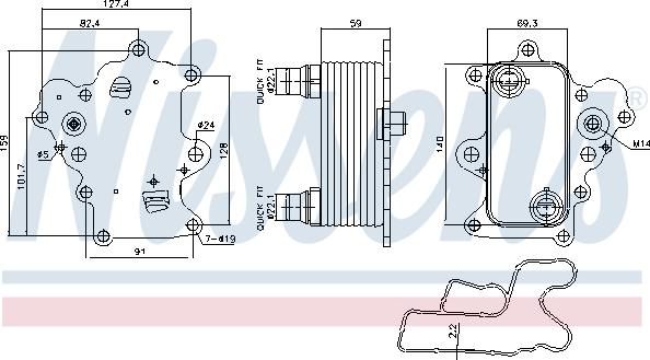 Nissens 91457 - Eļļas radiators, Motoreļļa autodraugiem.lv