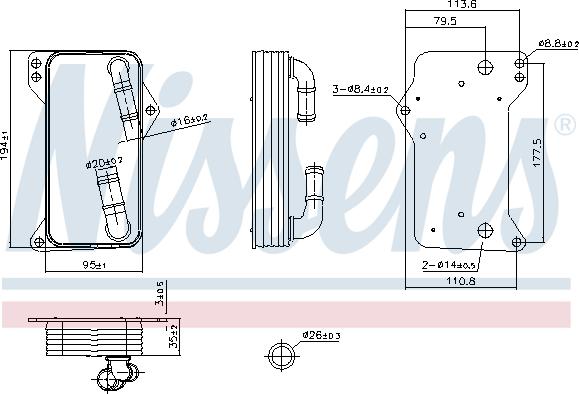 Nissens 91505 - Eļļas radiators, Automātiskā pārnesumkārba autodraugiem.lv