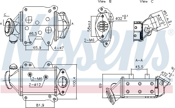 Nissens 989457 - Radiators, Izplūdes gāzu recirkulācija autodraugiem.lv